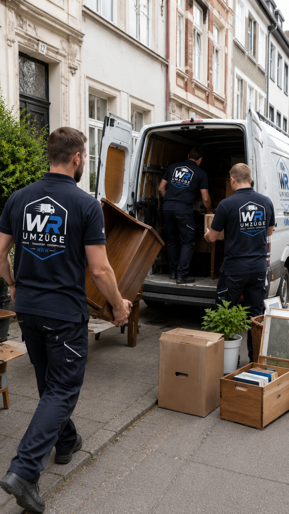 Mitarbeiter von WR-Umzüge sichert ein Möbelstück im Laderaum