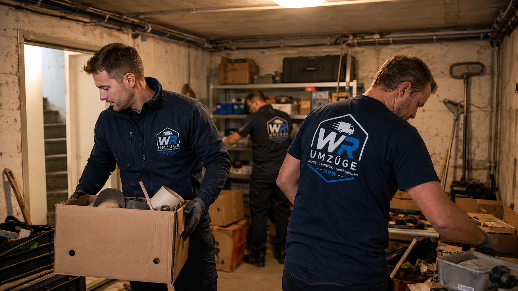 Team von WR-Umzüge beim Verladen von Kartons in den Transporter